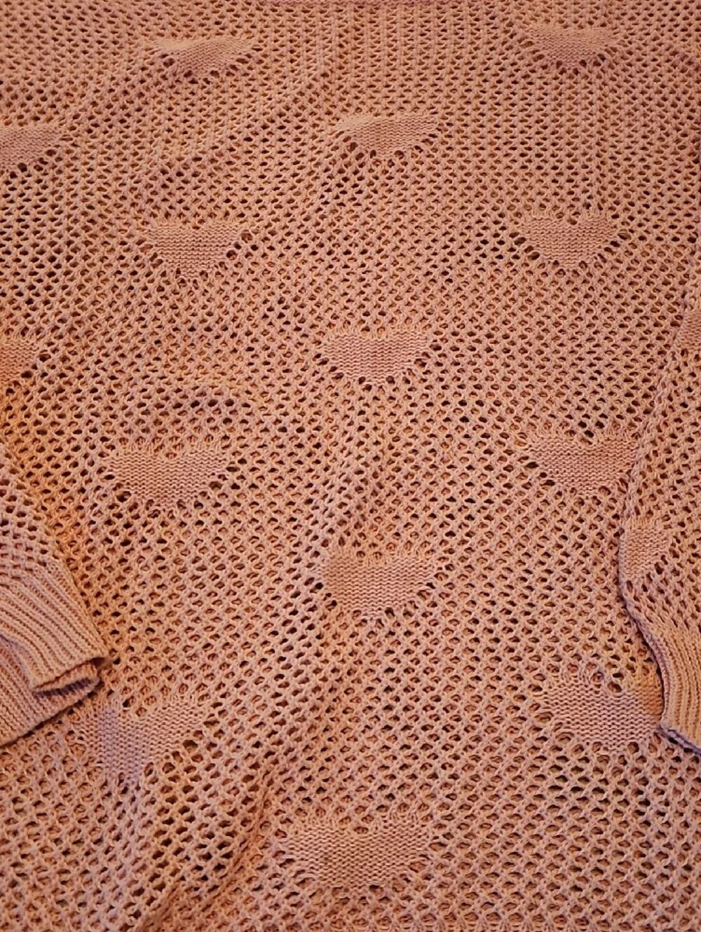 SHEIN Curve Pink Open-Weave Heart Pattern Sweater Wide Neck - Picture 2 of 3